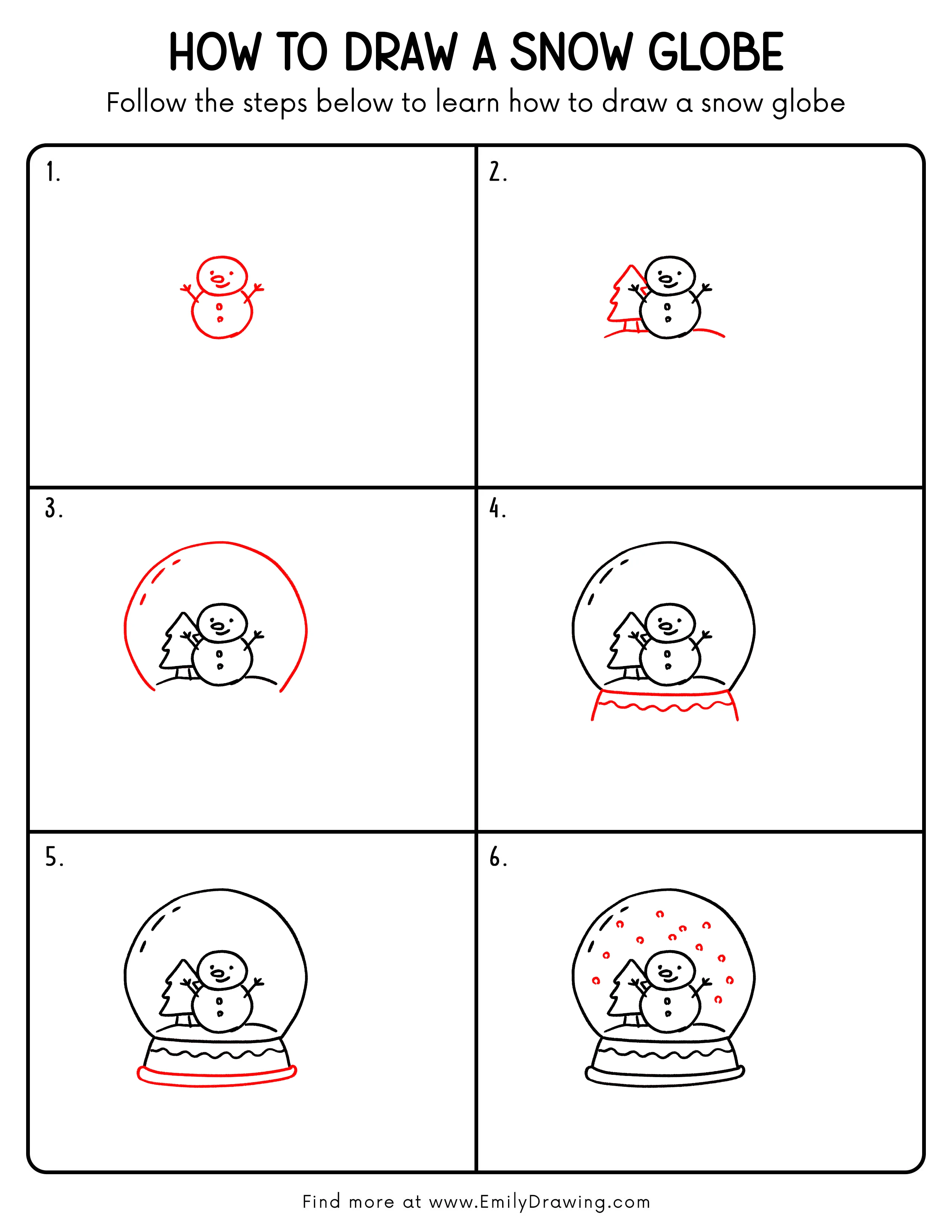 Printable Snow Globe Drawing Guide